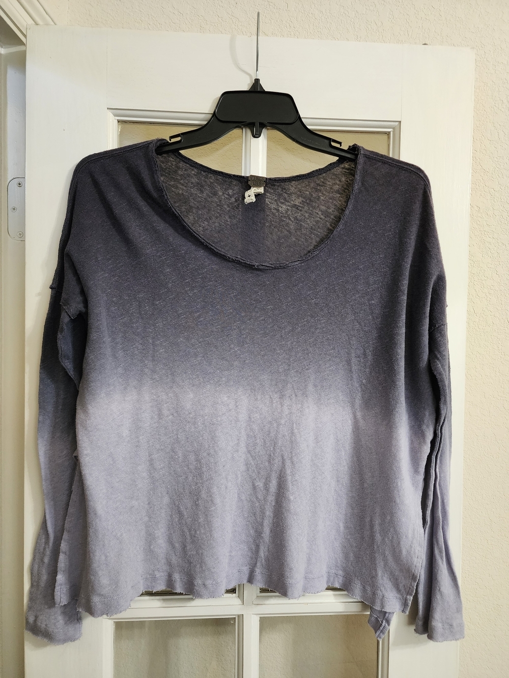 Free People We The Free Gray Blue Ombre Linen Cotton Oversized Top XS